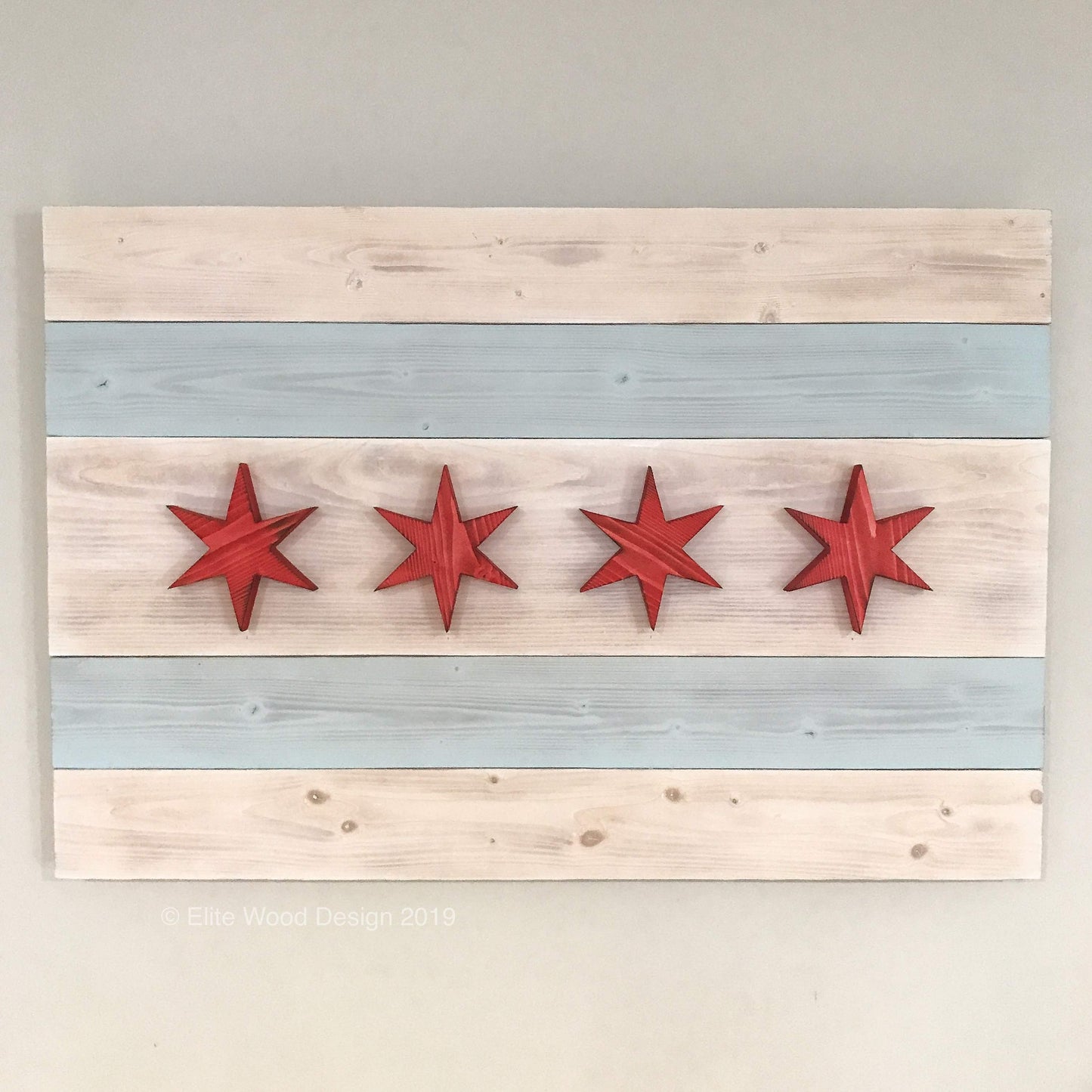 Wood Chicago Flag